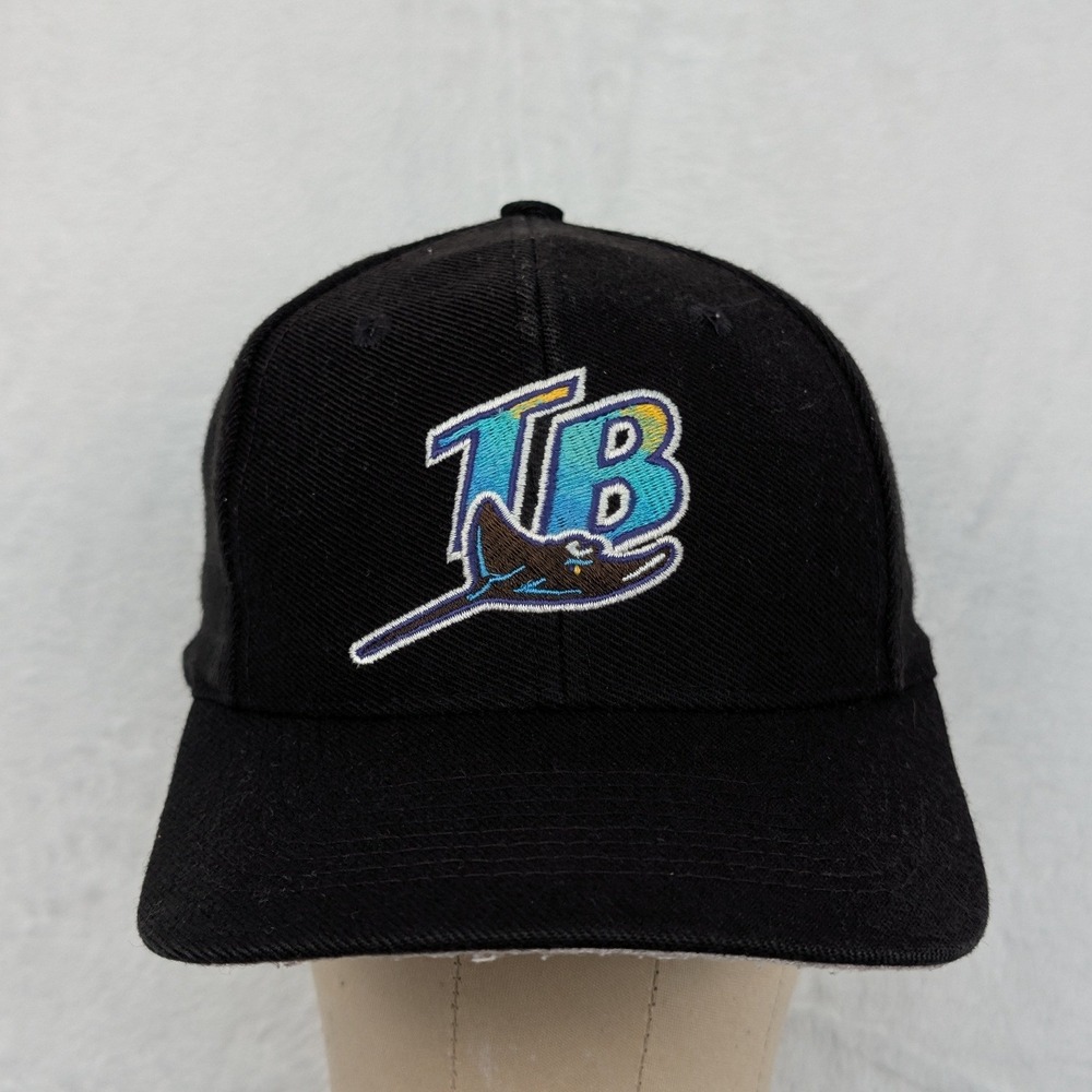 VTG Tampa Bay Devil Rays Hat Men's OS Black MLB Baseball TB Logo Snapback 90s